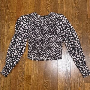 INTERMIX Black and Pink Floral Blouse